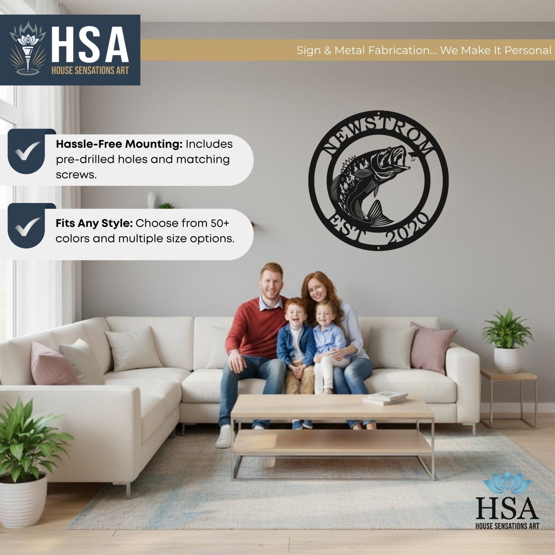 Custom Walleye Fishing Metal Wall Decor Sign, Personalized Lake House Decor, Metal Fish Wall Art, Boat Cabin Sign - TTS - HouseSensationsArt