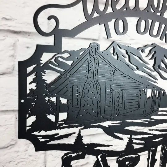 Custom Welcome to Our Cabin Metal Wall Decor Sign