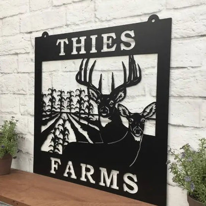 Deer Metal Sign – Personalized Farm Wall Art with Rustic Charm - HouseSensationsArt