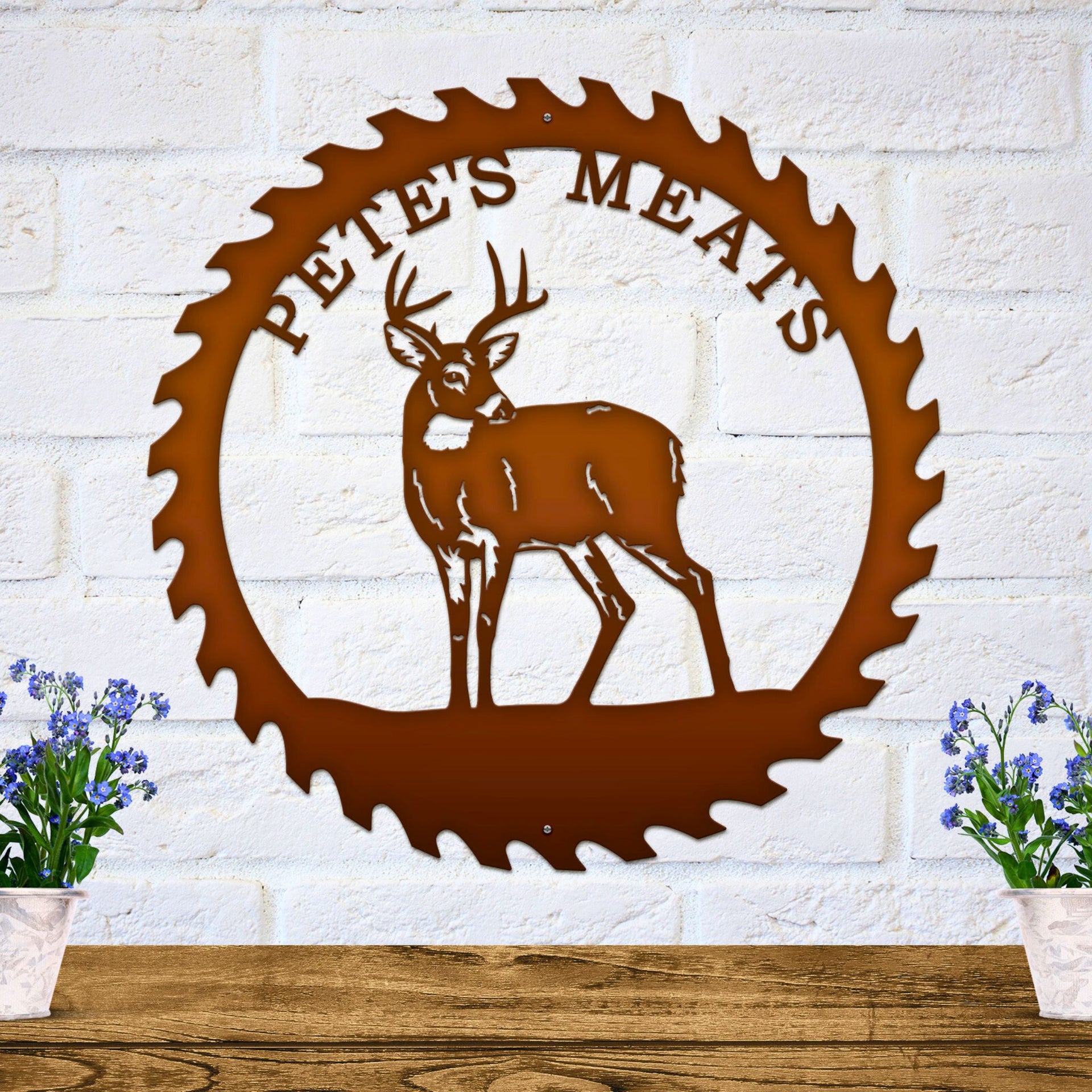 Personalized Deer metal sign for home, cabin, or outdoor decor with custom design and housewarming gift option