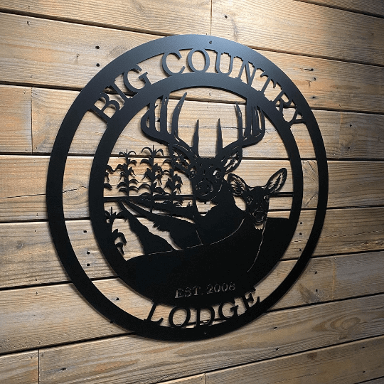 Personalized Deer & Corn Field Sign-Ranch Sign-HouseSensationsArt