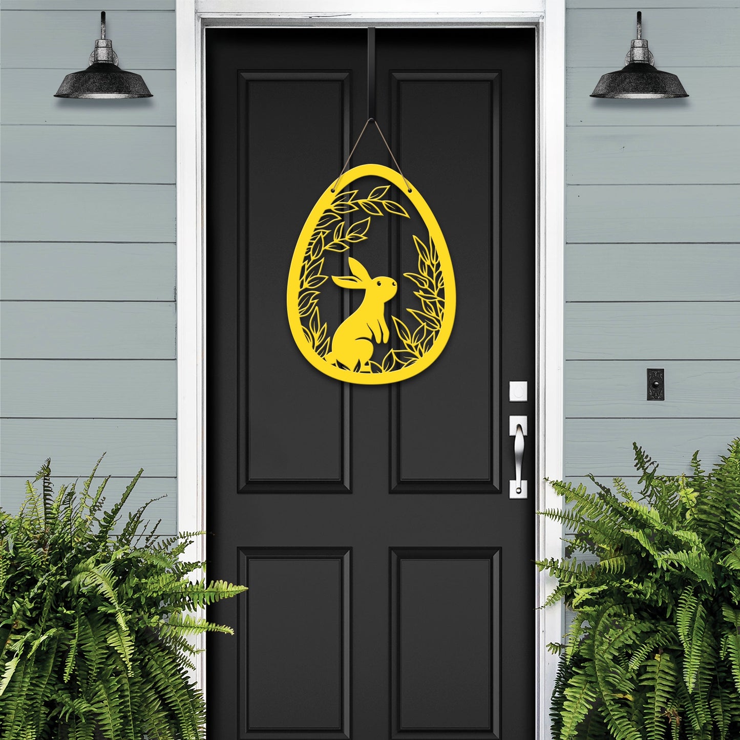 Easter Bunny Egg Spring Door Hanger - Customizable Metal Door Decor - Personalized Welcome Sign - Durable, Rust - Resistant, Perfect for Home, Porch, and Garden - Unique Seasonal Gift - HouseSensationsArt