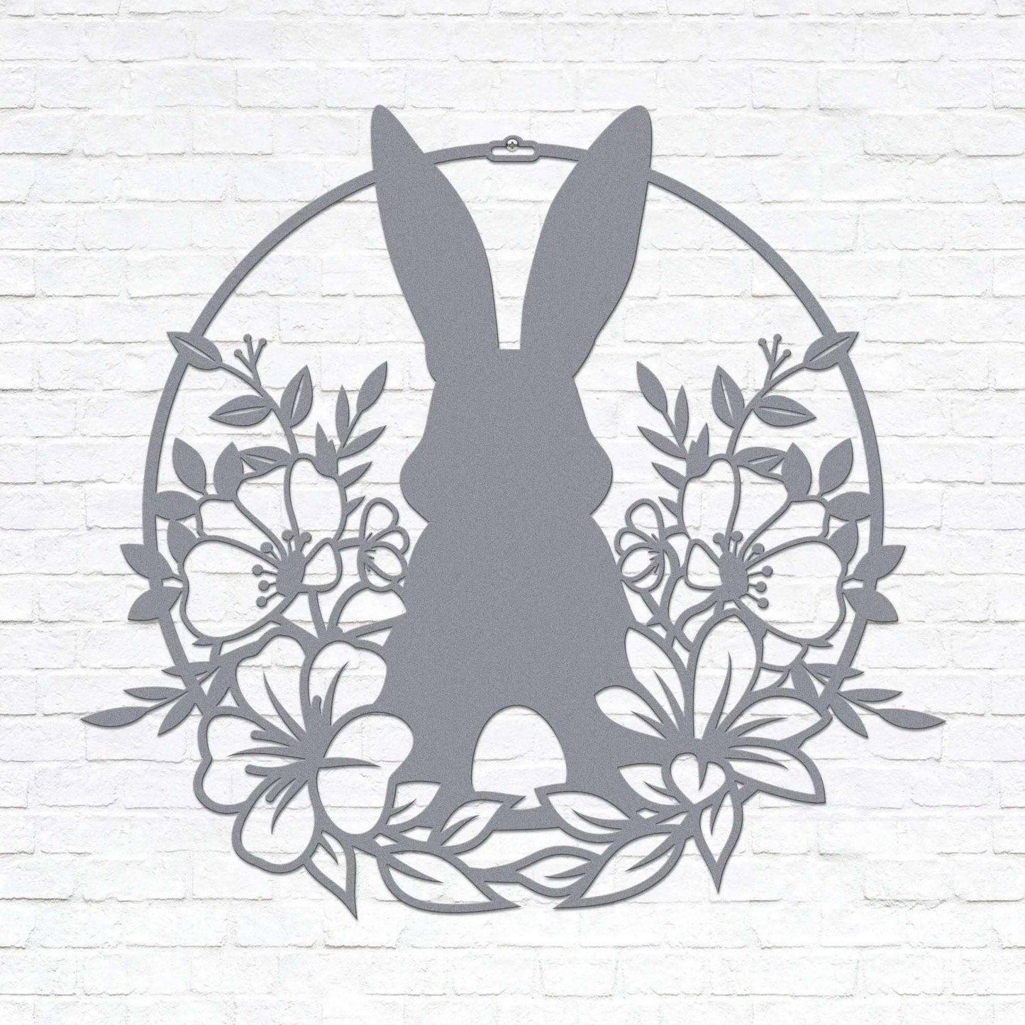 Easter Bunny in Flowers Door Wreath - Customizable Metal Door Decor - Personalized Welcome Sign - Durable, Rust - Resistant, Perfect for Home, Porch, and Garden – Unique Seasonal Gift - HouseSensationsArt