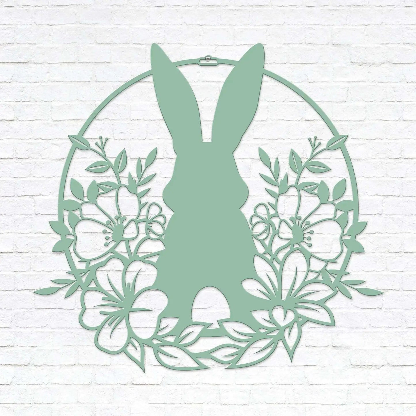 Easter Bunny in Flowers Door Wreath - Customizable Metal Door Decor - Personalized Welcome Sign - Durable, Rust - Resistant, Perfect for Home, Porch, and Garden – Unique Seasonal Gift - HouseSensationsArt