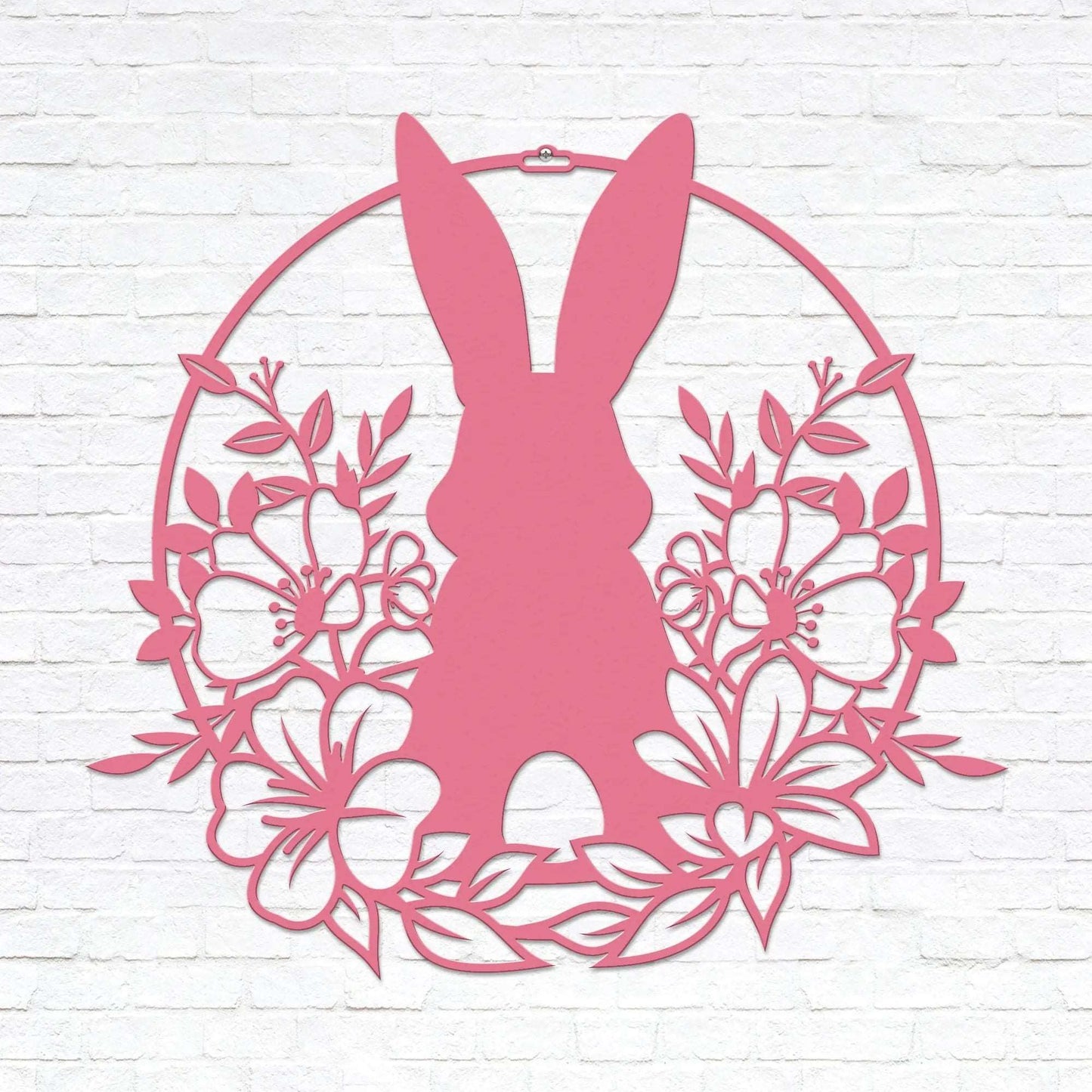 Easter Bunny in Flowers Door Wreath - Customizable Metal Door Decor - Personalized Welcome Sign - Durable, Rust - Resistant, Perfect for Home, Porch, and Garden – Unique Seasonal Gift - HouseSensationsArt