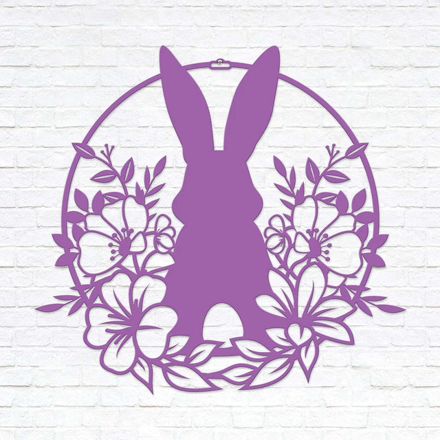 Easter Bunny Signs | Festive Metal Floral Door Hanging Decor - HouseSensationsArt