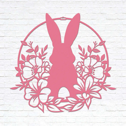 Easter Bunny Signs | Festive Metal Floral Door Hanging Decor - HouseSensationsArt