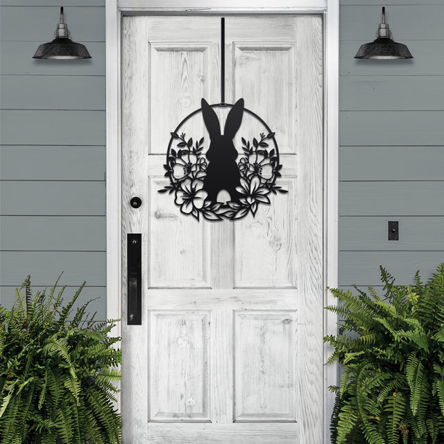 Easter Bunny Signs | Festive Metal Floral Door Hanging Decor - HouseSensationsArt