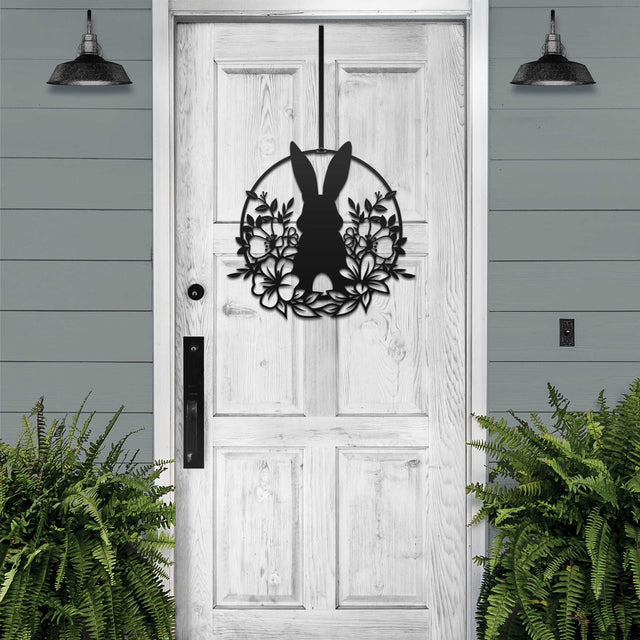 Easter Bunny Signs | Festive Metal Floral Door Hanging Decor - HouseSensationsArt