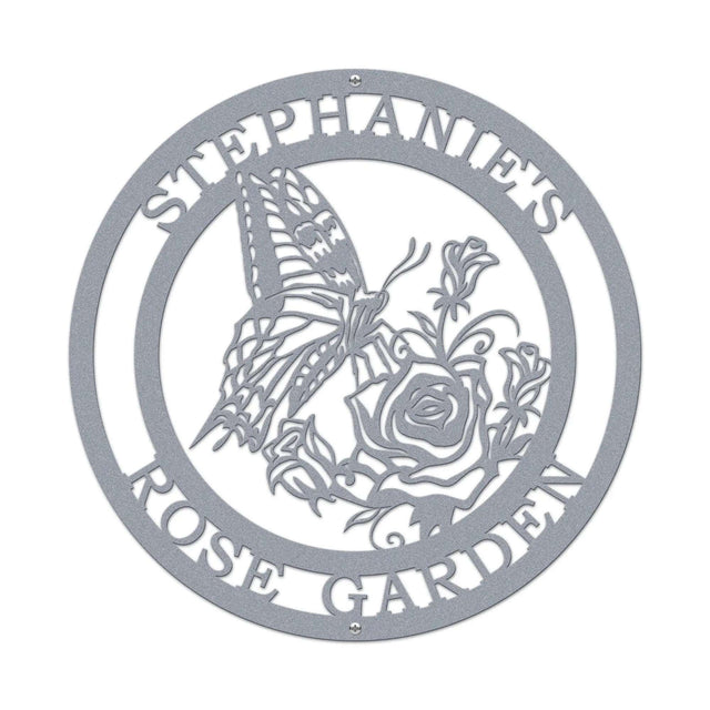 Elegant butterfly garden sign – weather-resistant personalized metal sign for flower beds or walkways
