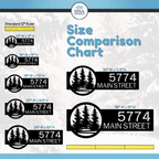 Evergreen Trees Monogram Address Plaque Address sign size comparison