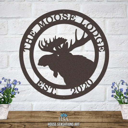 Personalized Moose Hunter Cabin Sign Cabin Sign House Sensations Art