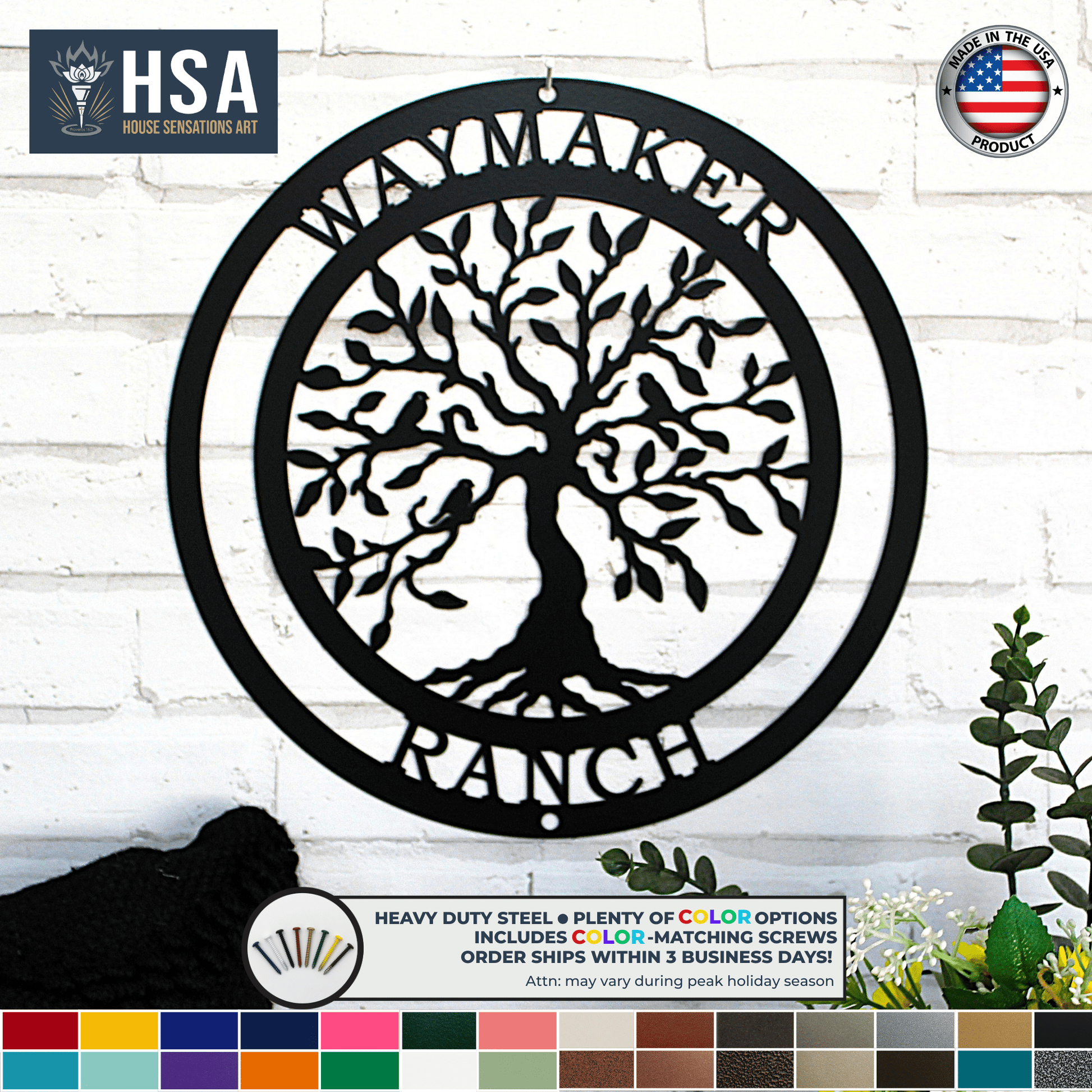 Family Tree of Life with Birds Door, Porch or Wall Decor, Custom Metal Wall Decor Art, Wedding Gift Idea - TTS - HouseSensationsArt