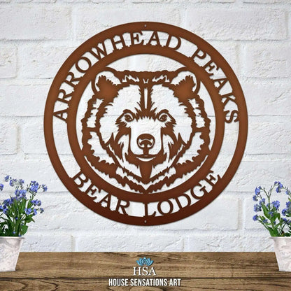 Metal Personalized Bear Ranch Farm Sign - Custom Metal House Number Plaque - Perfect for Outdoor Decor in Gardens, Yards, or Farms - Ideal Housewarming Gift for Animal Lovers