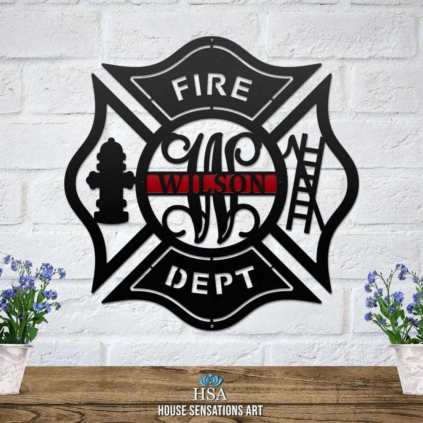 Firefighter Maltese Cross | Custom Metal Door Hanger Sign - HouseSensationsArt