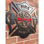 Firefighter Wall Art - Elegant Maltese Cross Metal Sign - HouseSensationsArt