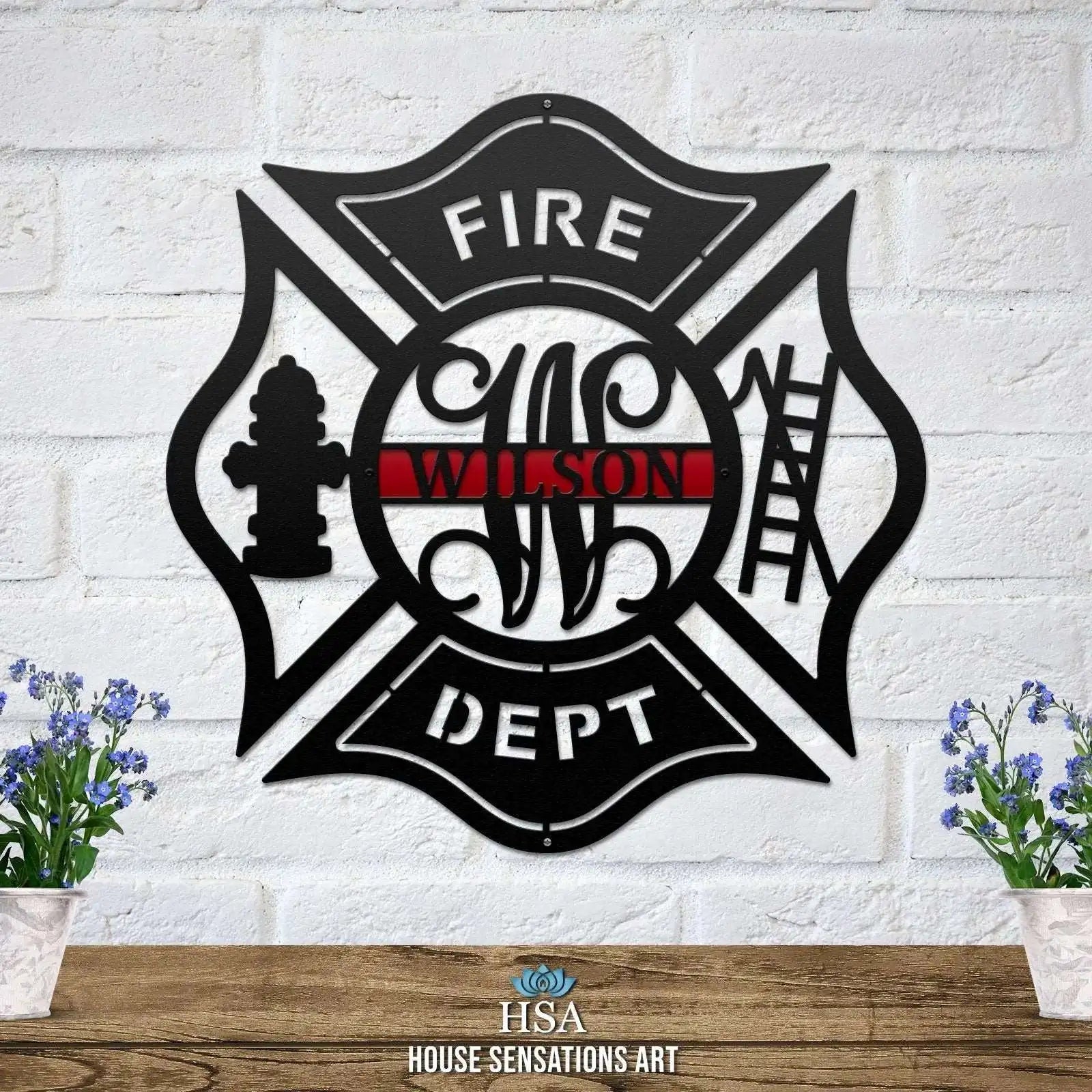 First responder Maltese cross sign – laser cut metal wall art for firefighter appreciation gift.