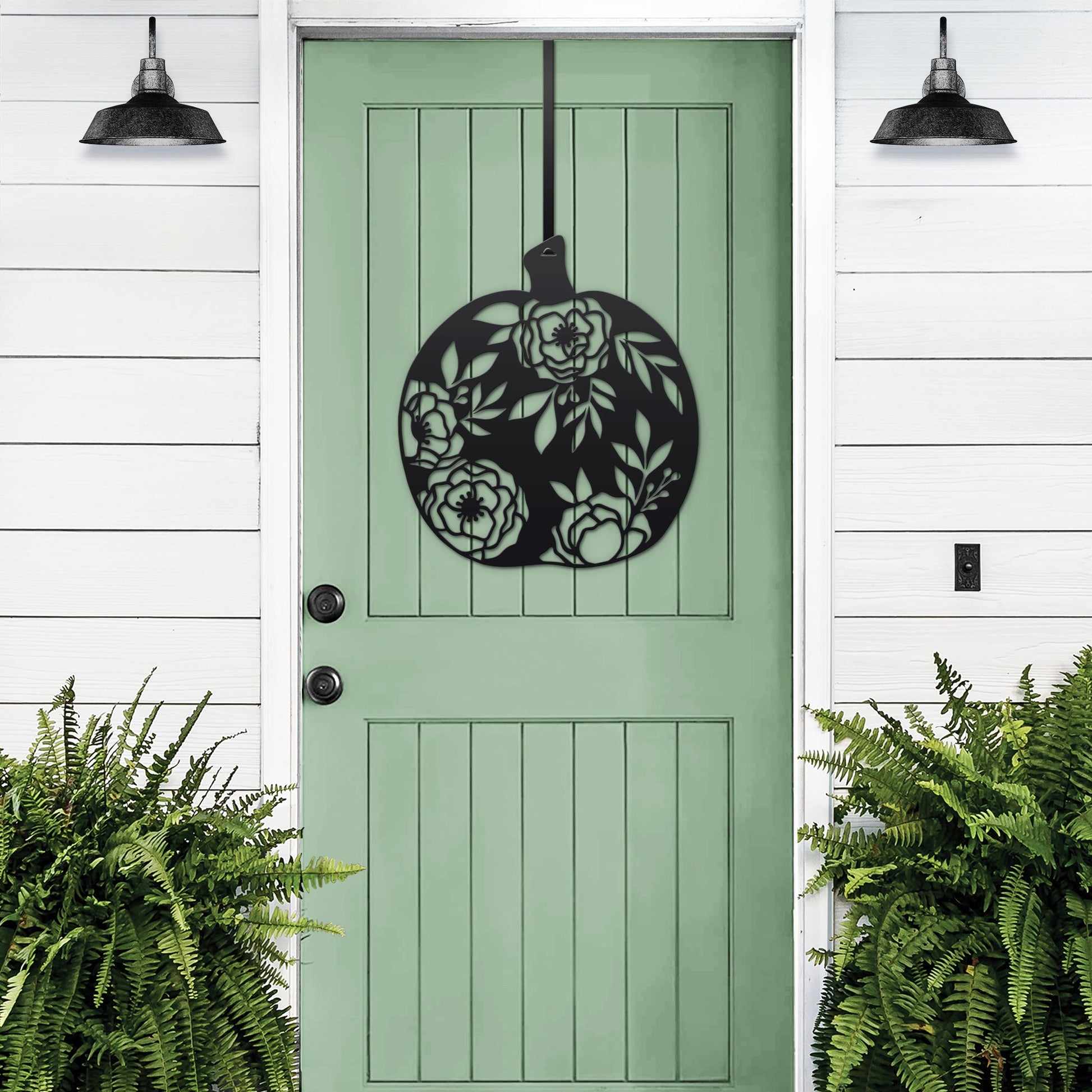 Floral Pumpkin Fall Front Door Wreath - Customizable Metal Door Decor - Personalized Welcome Sign - Durable, Rust - Resistant, Perfect for Home, Porch, and Garden – Unique Seasonal Gift - HouseSensationsArt