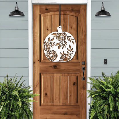 Floral Pumpkin Fall Front Door Wreath - Customizable Metal Door Decor - Personalized Welcome Sign - Durable, Rust - Resistant, Perfect for Home, Porch, and Garden – Unique Seasonal Gift - HouseSensationsArt