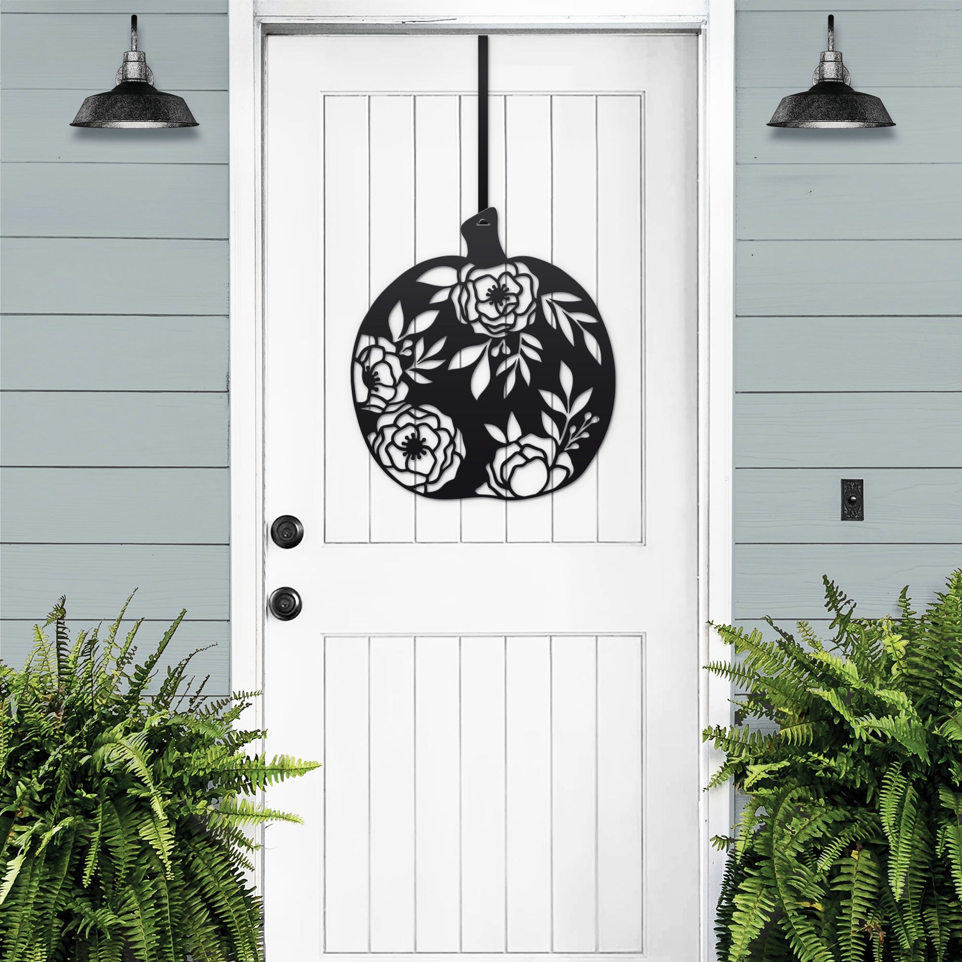Floral Pumpkin Fall Front Door Wreath - Customizable Metal Door Decor - Personalized Welcome Sign - Durable, Rust - Resistant, Perfect for Home, Porch, and Garden – Unique Seasonal Gift - HouseSensationsArt