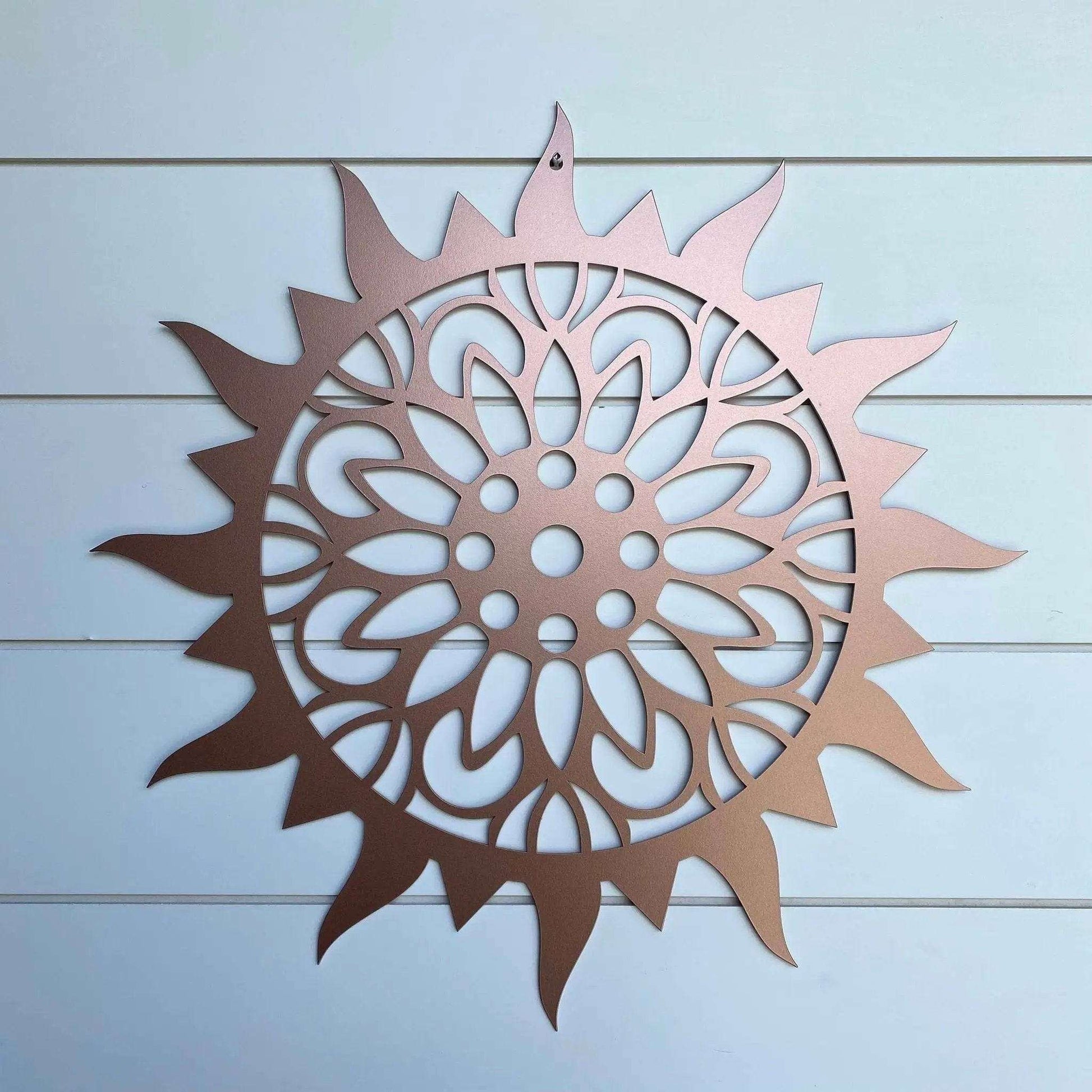 Floral Sunburst Metal Wall Art – Custom Metal Décor Sign – Weather - Resistant Outdoor Signs for Home Décor & Housewarming Gift - HouseSensationsArt