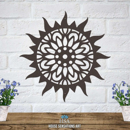 Floral Sunburst Metal Wall Art – Custom Metal Décor Sign – Weather - Resistant Outdoor Signs for Home Décor & Housewarming Gift - HouseSensationsArt