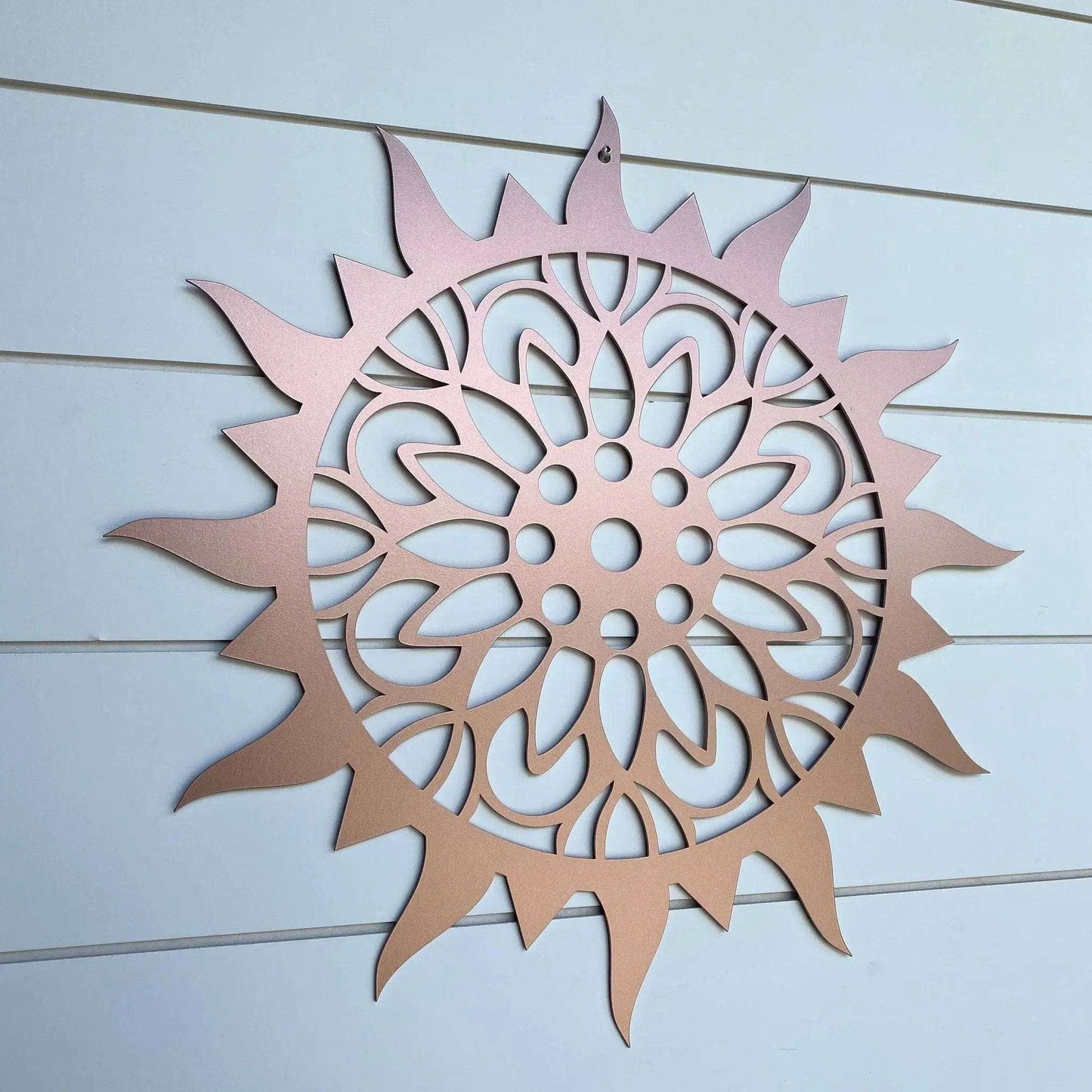 Floral Sunburst Metal Wall Art – Custom Metal Décor Sign – Weather - Resistant Outdoor Signs for Home Décor & Housewarming Gift - HouseSensationsArt