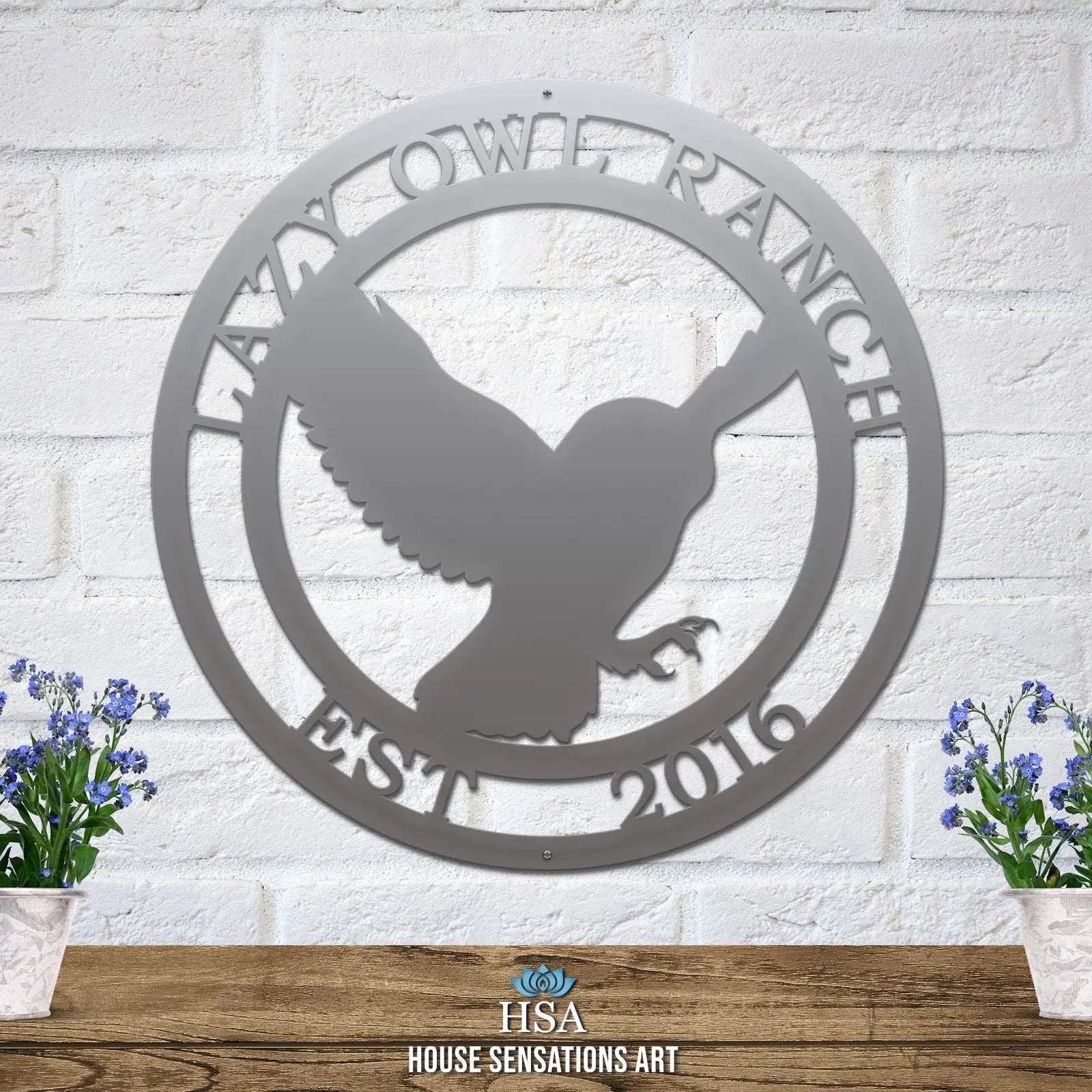 Flying Owl Metal Personalized Sign - Custom Metal House Number Plaque - Perfect for Outdoor Decor in Gardens, Yards, or Farms - Ideal Housewarming Gift for Animal Lovers - HouseSensationsArt