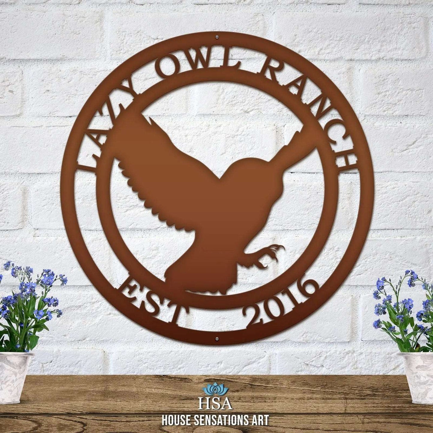 Flying Owl Metal Personalized Sign - Custom Metal House Number Plaque - Perfect for Outdoor Decor in Gardens, Yards, or Farms - Ideal Housewarming Gift for Animal Lovers - HouseSensationsArt