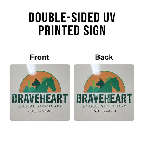 Full-color UV printed metal sign – double-sided business logo display for indoor and outdoor use