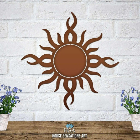 Garden Modern Sun Metal Wall Art – Custom Street Numbers Sign – Weather - Resistant Outdoor Address Signs for Home Décor & Housewarming Gift - HouseSensationsArt