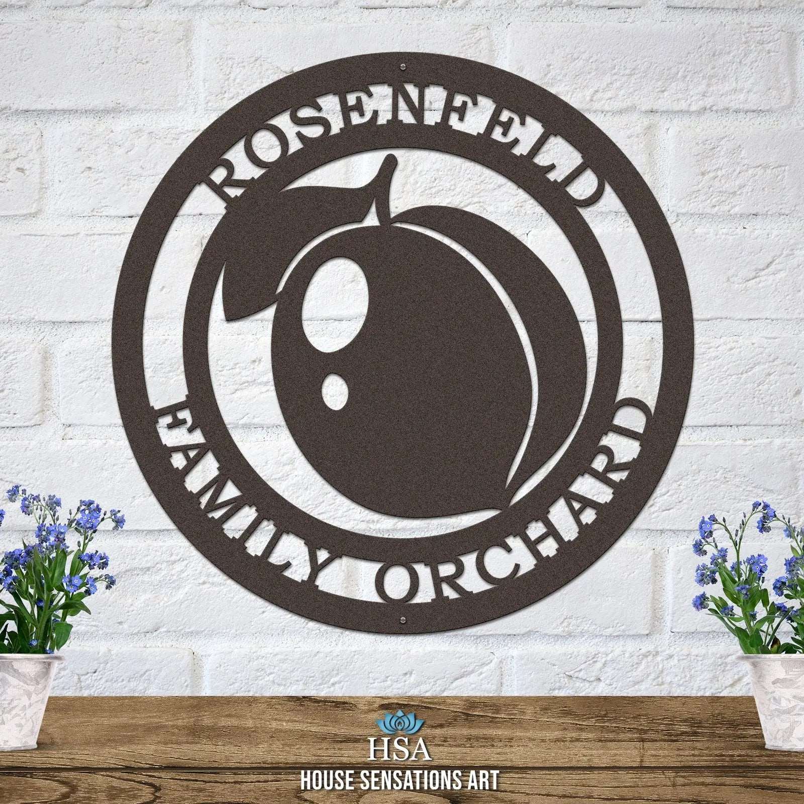 Georgia Peach personalized metal sign – custom family name wall plaque for front door or porch summer decor