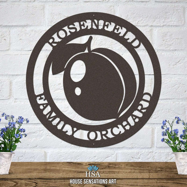 Georgia Peach personalized metal sign – custom family name wall plaque for front door or porch summer decor