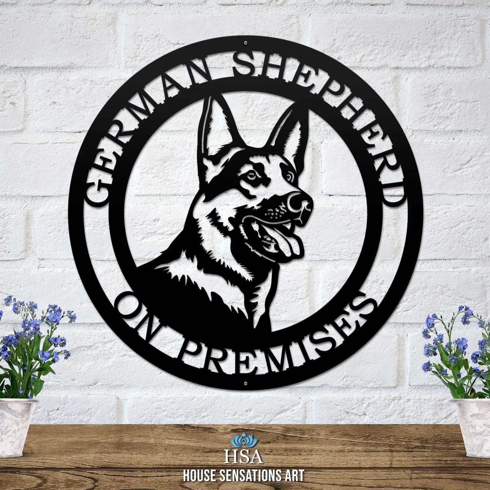 German Shepherd Established Sign – Custom Metal House Numbers & Animal Name Sign – Weather - Resistant Outdoor Address Signs for Housewarming Gift - HouseSensationsArt