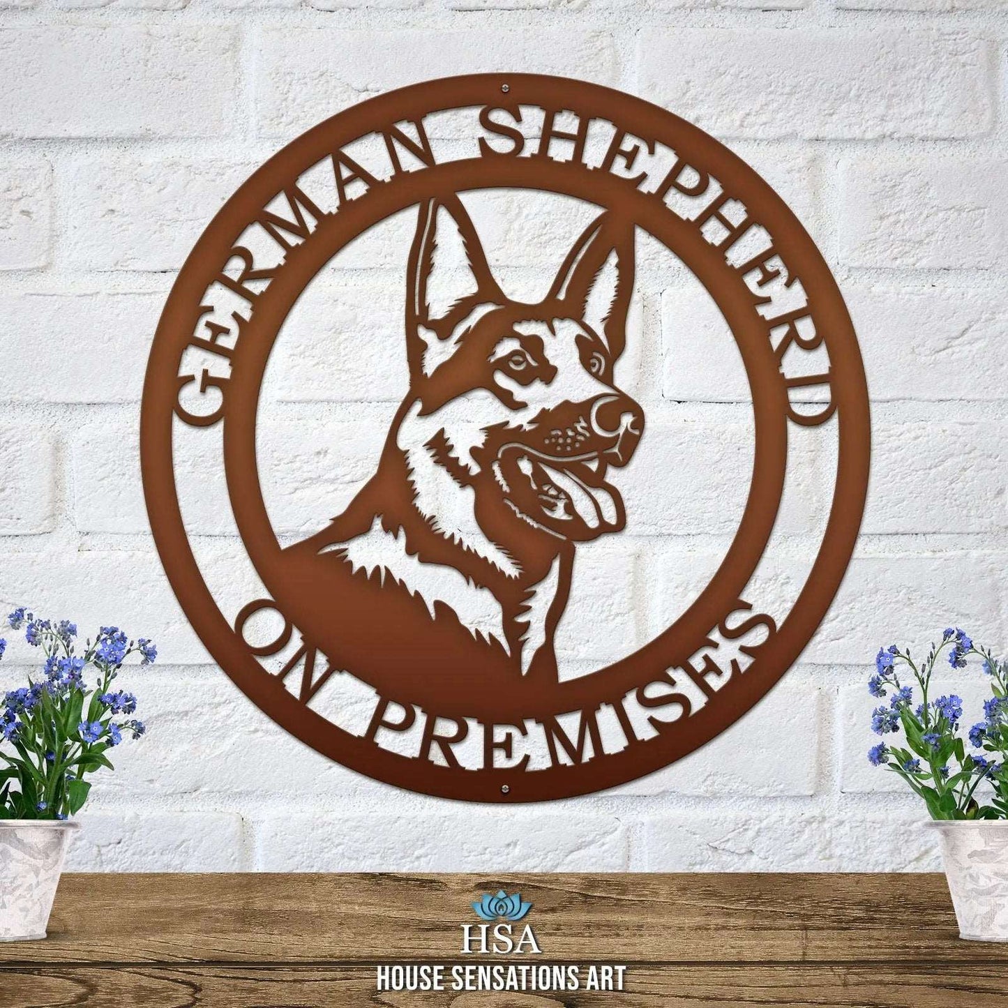 German Shepherd Established Sign – Custom Metal House Numbers & Animal Name Sign – Weather - Resistant Outdoor Address Signs for Housewarming Gift - HouseSensationsArt