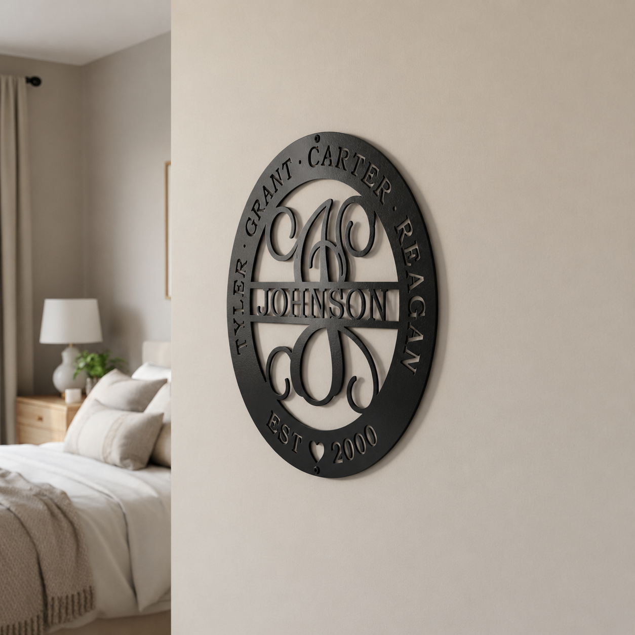 Personalized Family Name Metal Sign Monogrammed Metal Wall Decor – Monogram & Established Date Sign