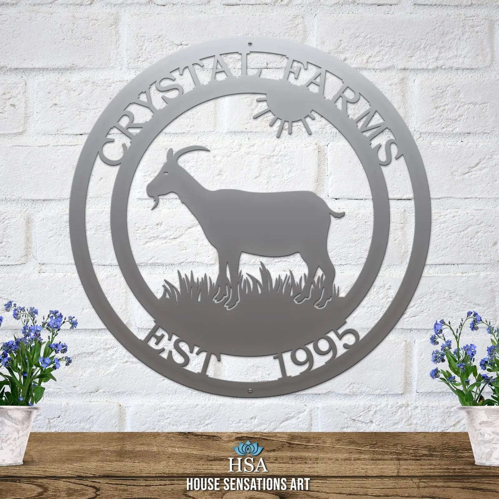 Goat Metal Farm Sign - Custom Metal House Number Plaque - Perfect for Outdoor Decor in Gardens, Yards, or Farms - Ideal Housewarming Gift for Animal Lovers - HouseSensationsArt