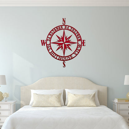 GPS Coordinates Sign – Custom Compass Metal Wall Art Decor - HouseSensationsArt