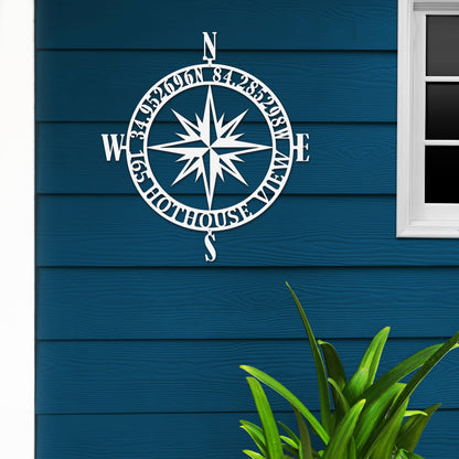 GPS Coordinates Sign – Custom Compass Metal Wall Art Decor - HouseSensationsArt