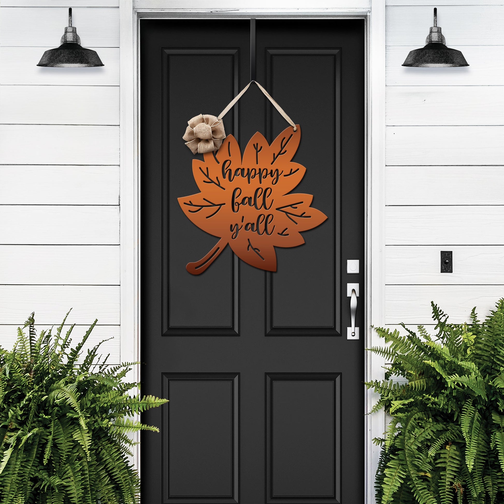 Happy Fall Y'all Metal Leaf Door Wreath - Customizable Metal Door Decor - Personalized Welcome Sign - Durable, Rust - Resistant, Perfect for Home, Porch, and Garden – Unique Seasonal Gift - HouseSensationsArt