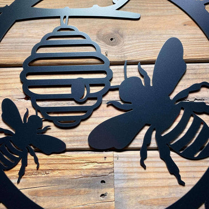Honey Bee Family Name Established Sign - Custom Metal House Number Plaque - Perfect for Outdoor Decor in Gardens, Yards, or Farms - Ideal Housewarming Gift for Animal Lovers - HouseSensationsArt