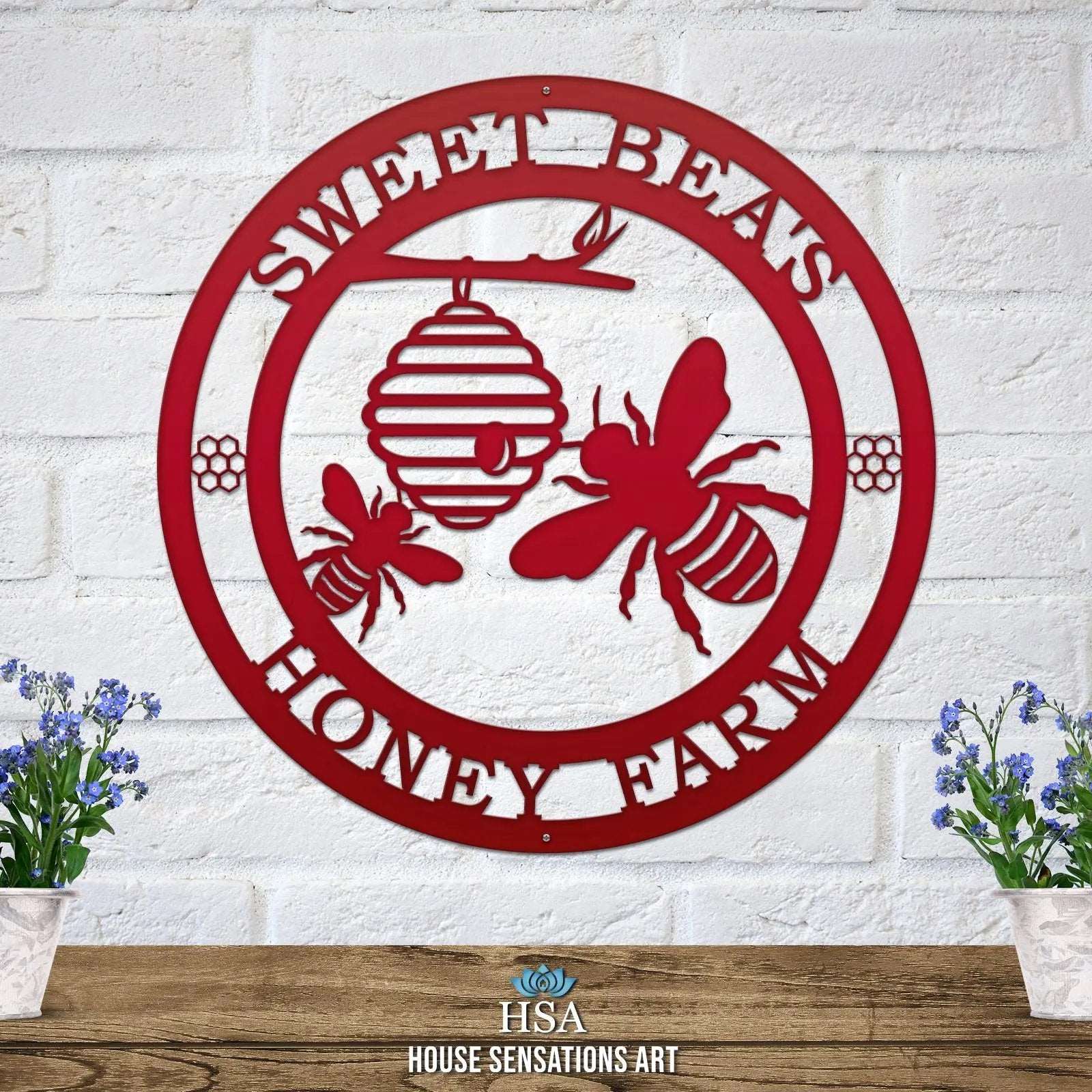Honey Bee Family Name Established Sign - Custom Metal House Number Plaque - Perfect for Outdoor Decor in Gardens, Yards, or Farms - Ideal Housewarming Gift for Animal Lovers - HouseSensationsArt