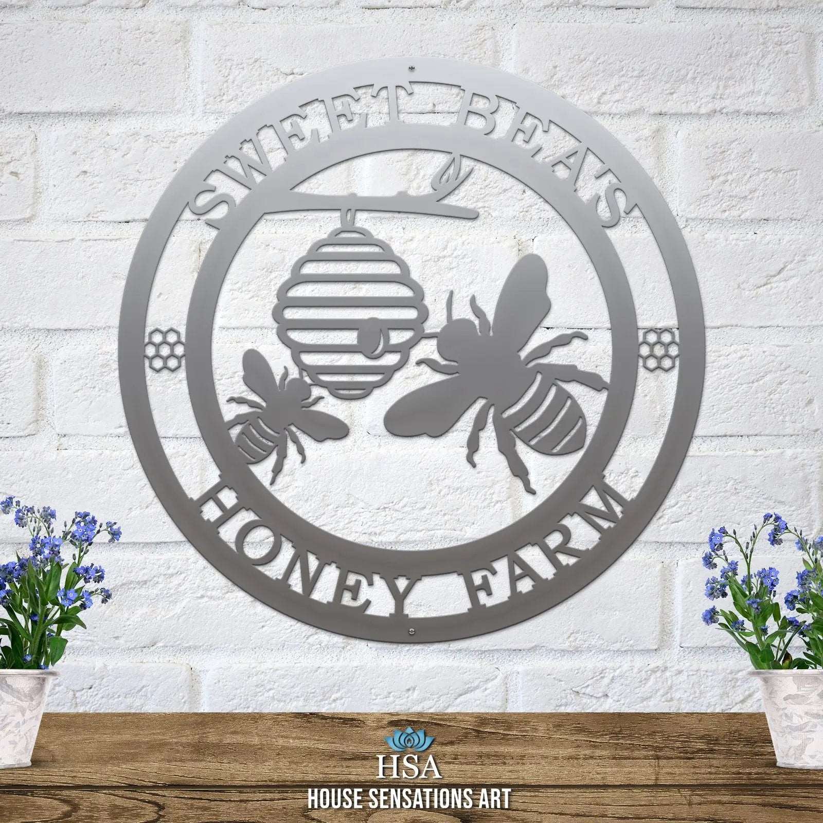 Honey Bee Family Name Established Sign - Custom Metal House Number Plaque - Perfect for Outdoor Decor in Gardens, Yards, or Farms - Ideal Housewarming Gift for Animal Lovers - HouseSensationsArt