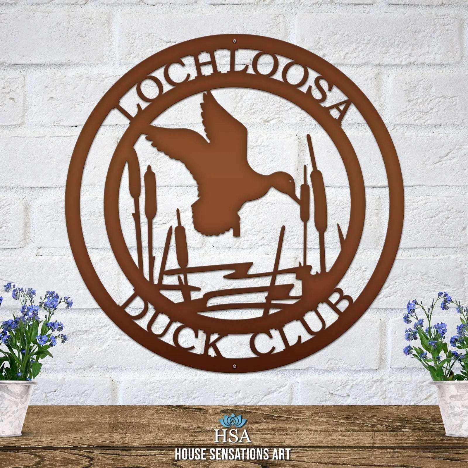Hunter's Duck with Cattails Metal Sign - Custom Metal House Number Plaque - Perfect for Outdoor Decor in Gardens, Yards, or Farms - Ideal Housewarming Gift for Animal Lovers - HouseSensationsArt