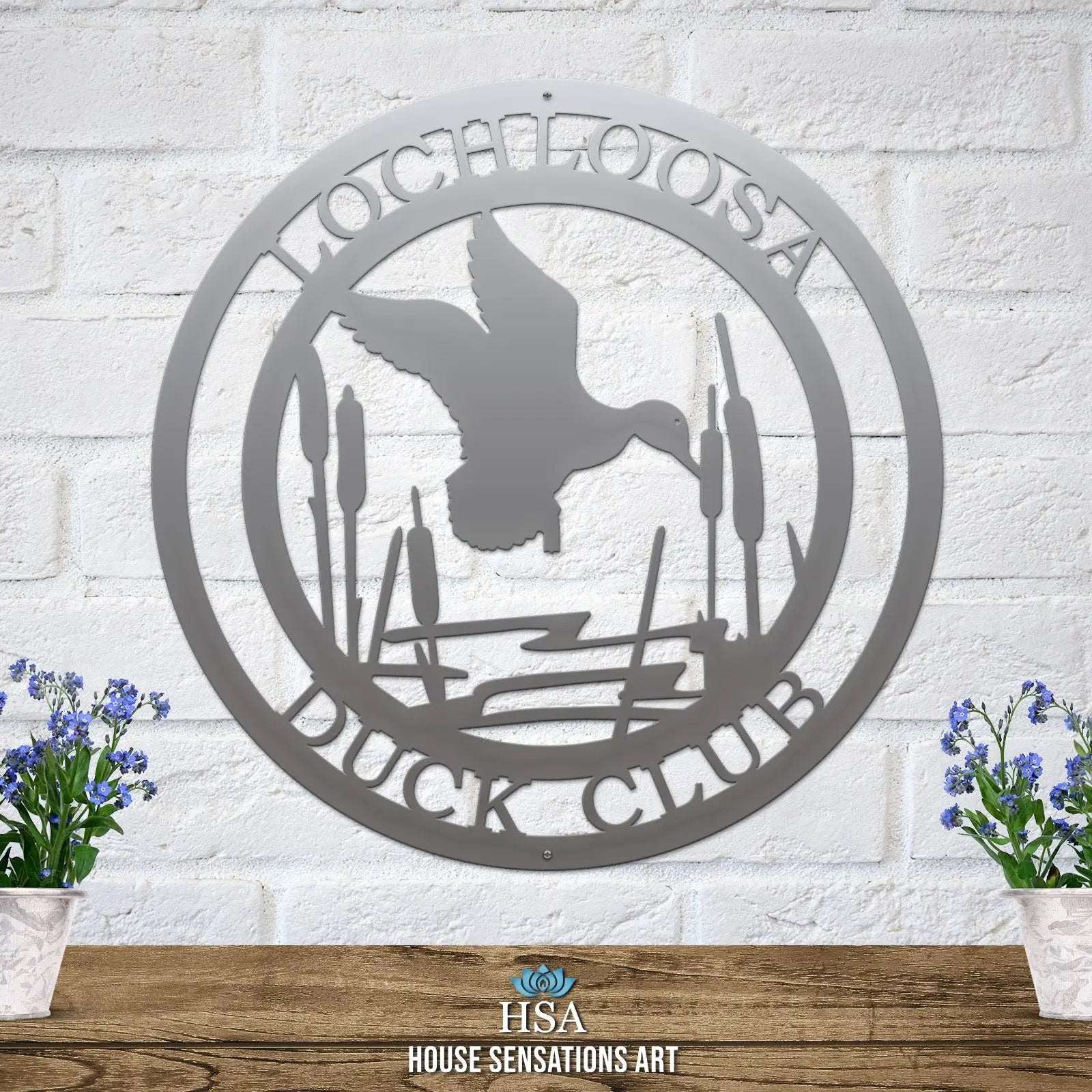 Hunter's Duck with Cattails Metal Sign - Custom Metal House Number Plaque - Perfect for Outdoor Decor in Gardens, Yards, or Farms - Ideal Housewarming Gift for Animal Lovers - HouseSensationsArt