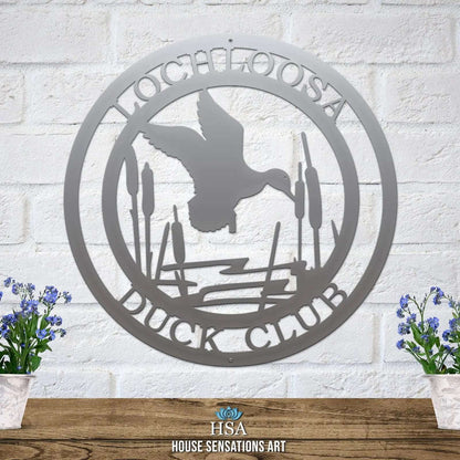 Hunter's Duck with Cattails Metal Sign - Custom Metal House Number Plaque - Perfect for Outdoor Decor in Gardens, Yards, or Farms - Ideal Housewarming Gift for Animal Lovers - HouseSensationsArt