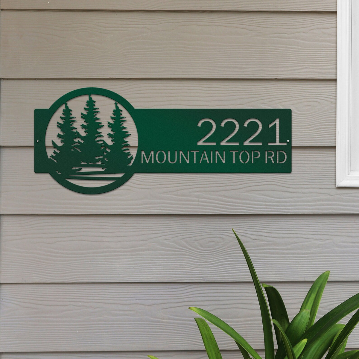 Evergreen Trees Monogram Address Plaque Address sign House Sensations Art