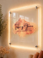 Custom Acrylic Logo Sign, Lobby Storefront Branding, UV Printed Reception Plaque