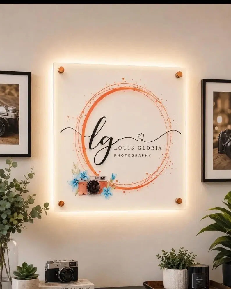 Custom Acrylic Logo Sign, Lobby Storefront Branding, UV Printed Reception Plaque