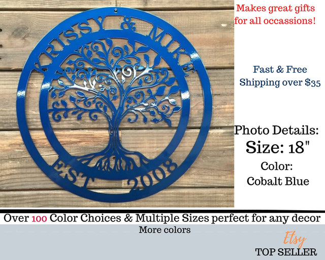 Loving Tree of life Personalized Decor | Metal Wall Decor| Custom Metal Sign